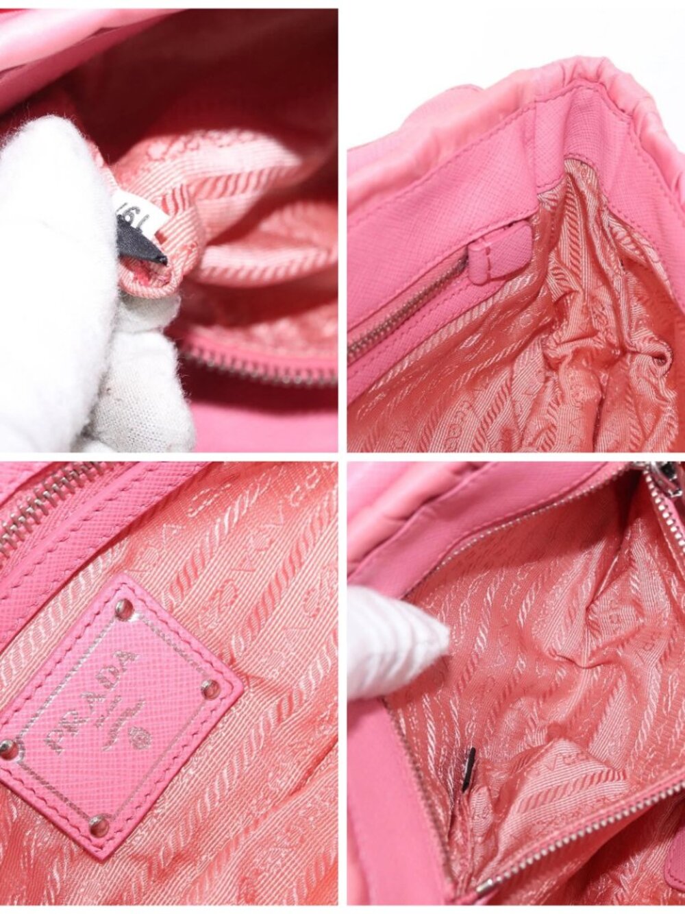 PRADA Gathered Chain Shoulder Bag Nylon Pink Silver Auth 161419 - Picture 15 of 16
